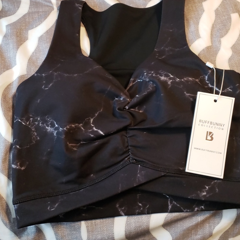 Twisted Black Marble Crop Top